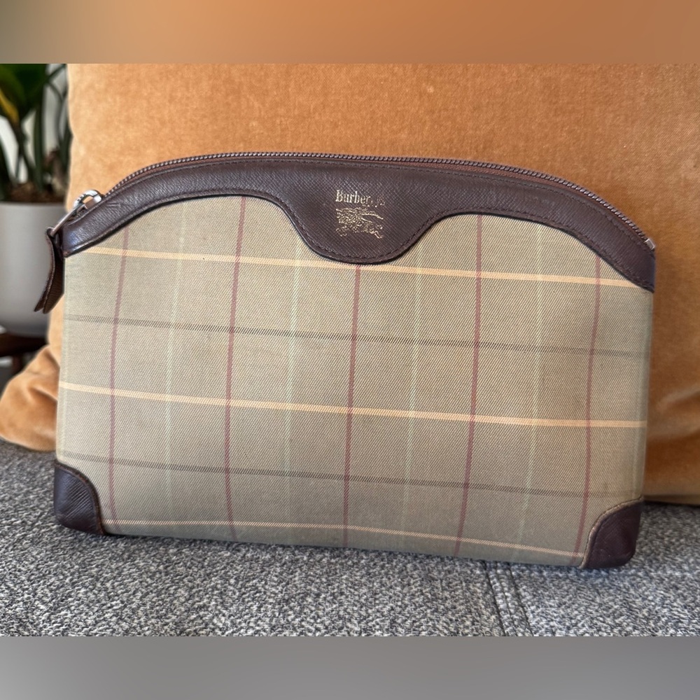 Burberry Brown Leather & Tan Plaid Cosmetic Clutch & HOBO Lauren Clutch-Wallet - Picture 3 of 15